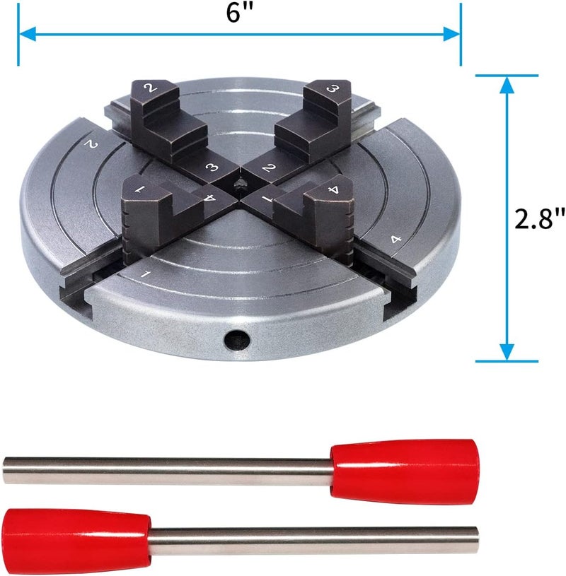 DEEFIINE 6 Inch Wood Lathe Chuck Set 1" x 8 tpi, Self Centering 4 Jaw Wood Turning Chuck - Image 2